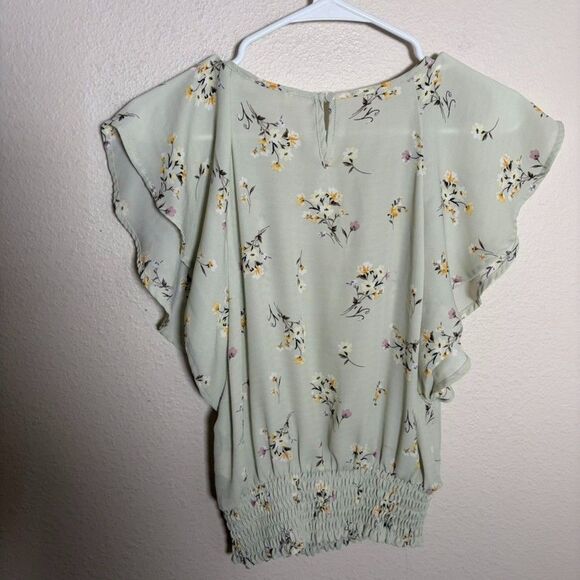 Monteau Blouse Women's Small Round Neck Sheer Ruffle Boho Shirt Top Casual - Picture 4 of 8